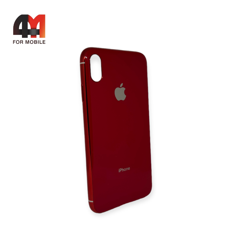 Чехол Iphone Xs Max силиконовый, глянцевый с логотипом, красного цвета, Hicool - фото 1 - id-p226619357