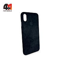 Чехол Iphone Xs Max пластиковый, Alcantara, черного цвета