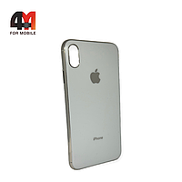 Чехол Iphone Xs Max силиконовый, матовый с логотипом, белого цвета, Hicool
