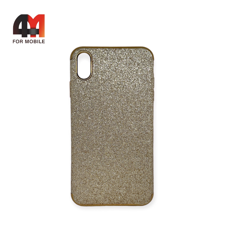 Чехол Iphone Xs Max силиконовый, блестящий, золотого цвета - фото 1 - id-p226623147