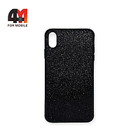 Чехол Iphone Xs Max силиконовый, блестящий, черного цвета