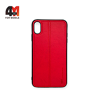 Чехол Iphone Xs Max силиконовый, под кожу, красного цвета, HDD