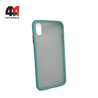 Чехол Iphone Xs Max пластиковый с усиленной рамкой, ментолового цвета
