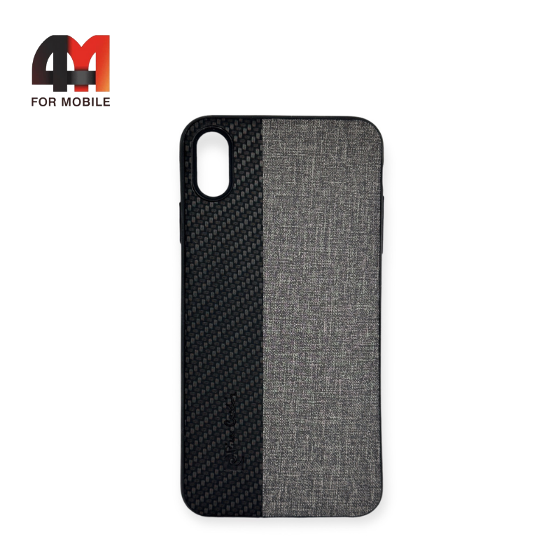 Чехол Iphone Xs Max силиконовый, тканевый, черно-серого цвета - фото 1 - id-p226619140