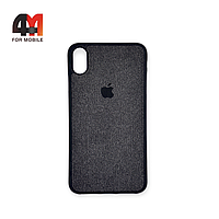 Чехол Iphone Xs Max силиконовый, тканевый с логотипом, серого цвета