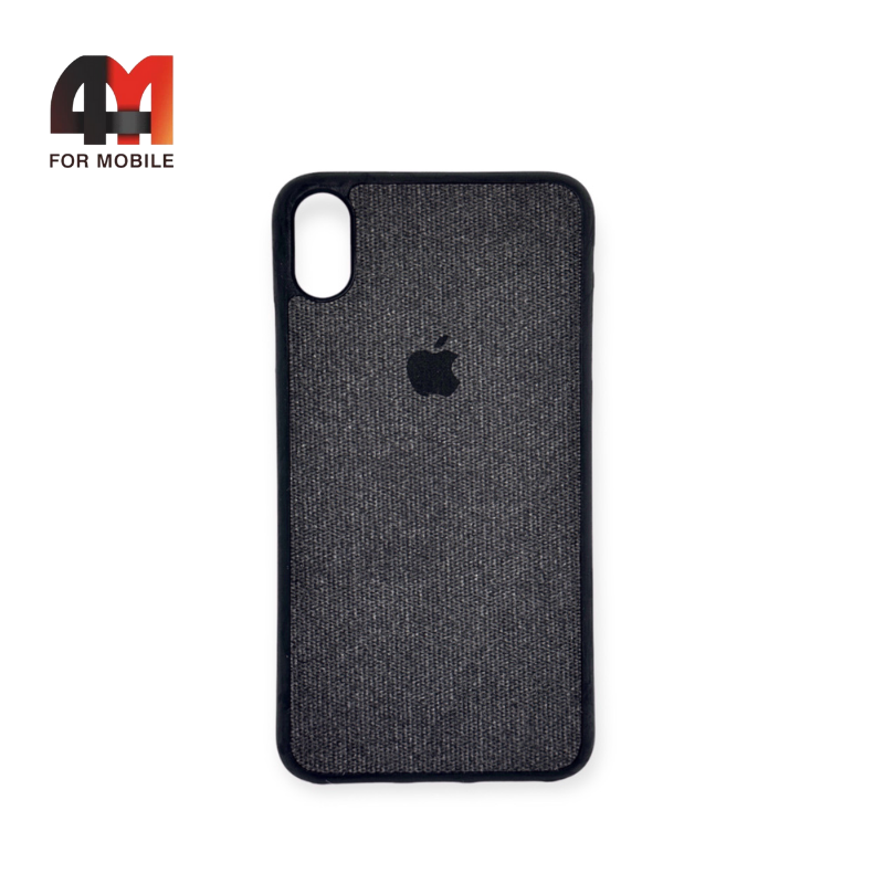 Чехол Iphone Xs Max силиконовый, тканевый с логотипом, серого цвета - фото 1 - id-p226624635