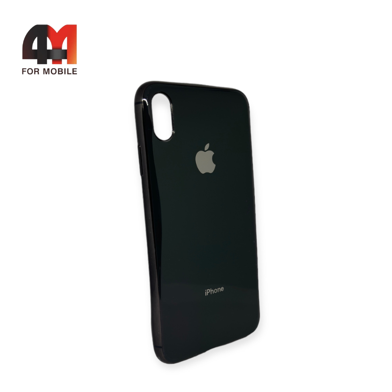 Чехол Iphone Xs Max силиконовый, глянцевый с логотипом, черного цвета, Hicool - фото 1 - id-p226617544
