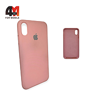 Чехол Iphone Xs Max Silicone Case с закрытым низом, розового цвета