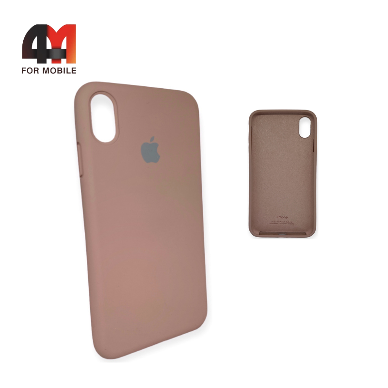 Чехол Iphone Xs Max Silicone Case с закрытым низом, пудрового цвета - фото 1 - id-p226620289