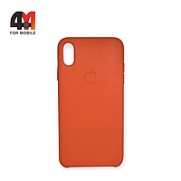 Чехол Iphone Xs Max пластиковый, Leather Case, оранжевого цвета