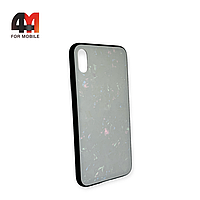 Чехол Iphone Xs Max пластиковый, мраморный, белого цвета