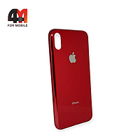 Чехол Iphone Xs Max пластиковый, глянцевый с логотипом, красного цвета