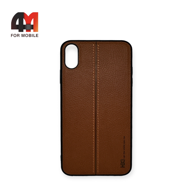 Чехол Iphone Xs Max силиконовый, под кожу, коричневого цвета, HDD - фото 1 - id-p226619755