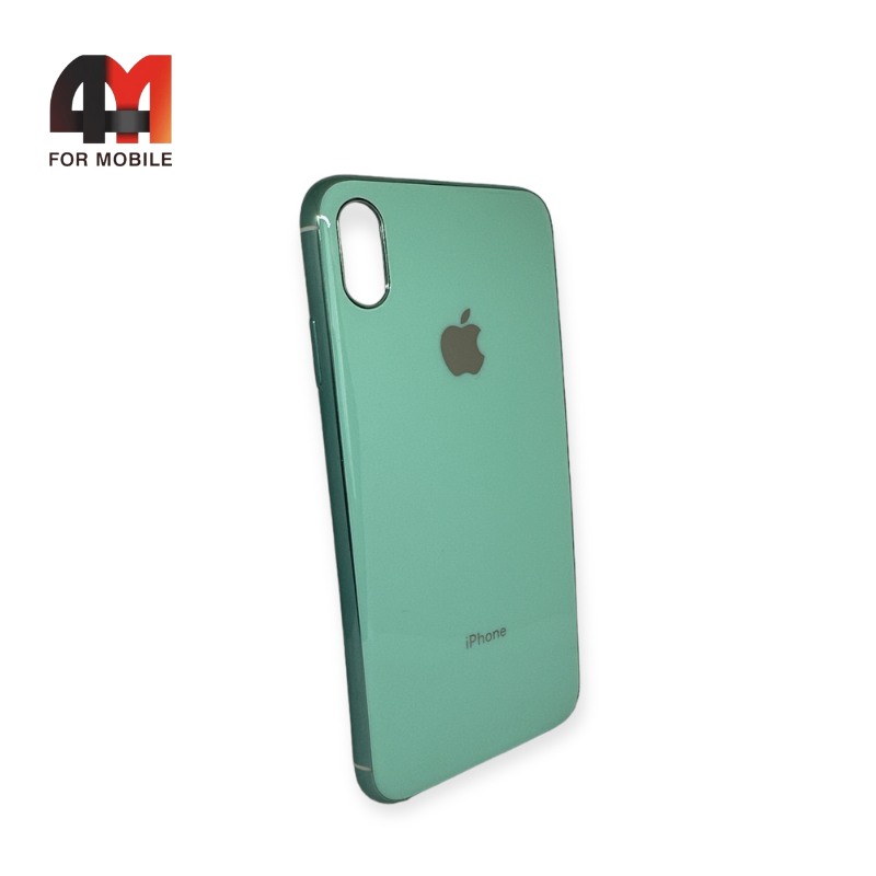 Чехол Iphone Xs Max силиконовый, глянцевый с логотипом, мятного цвета, Hicool - фото 1 - id-p226617913