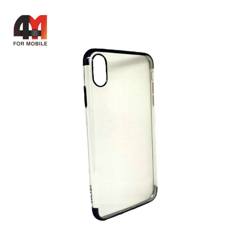 Чехол Iphone Xs Max силиконовый с ободком, черного цвета, Sulada - фото 1 - id-p226620238