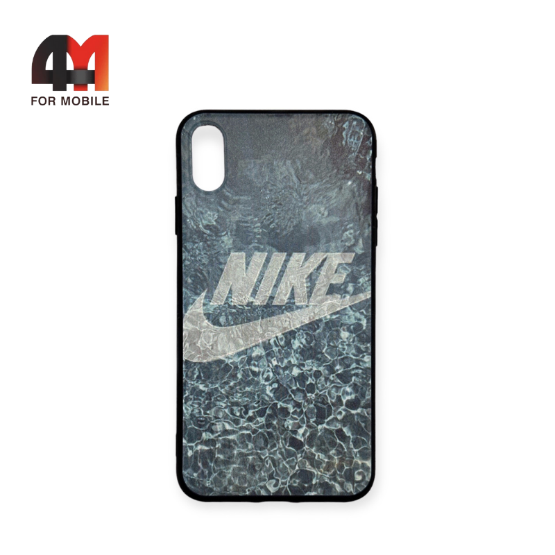 Чехол Iphone Xs Max силиконовый с рисунком, голубого цвета, Nike - фото 1 - id-p226624654