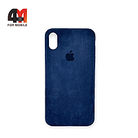 Чехол Iphone Xs Max пластиковый, Alcantara, синего цвета