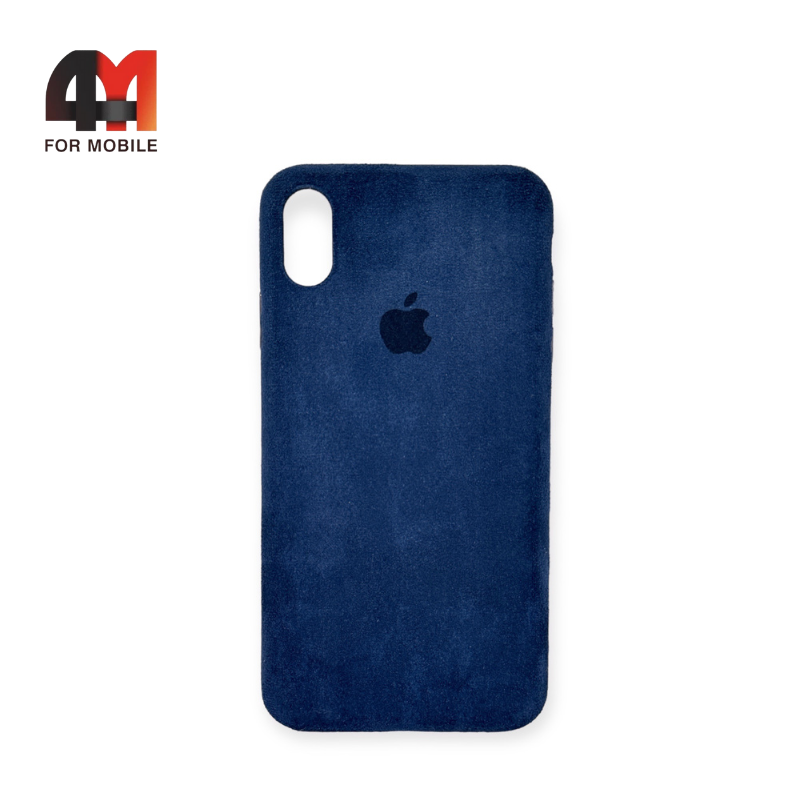 Чехол Iphone Xs Max пластиковый, Alcantara, синего цвета - фото 1 - id-p226618613