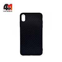 Чехол Iphone Xs Max силиконовый, карбон, черного цвета
