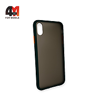 Чехол Iphone Xs Max пластиковый с усиленной рамкой, темно-зеленого цвета