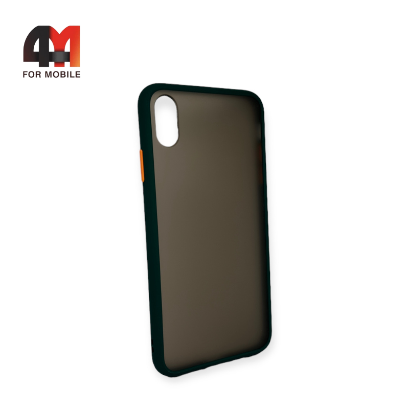 Чехол Iphone Xs Max пластиковый с усиленной рамкой, темно-зеленого цвета - фото 1 - id-p226619449