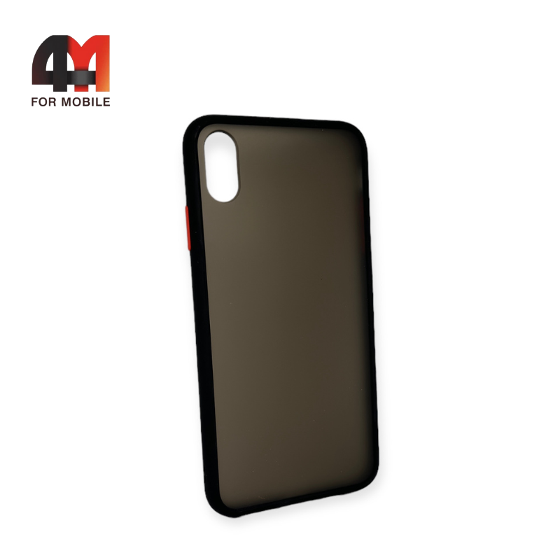 Чехол Iphone Xs Max пластиковый с усиленной рамкой, черного цвета - фото 1 - id-p226617522