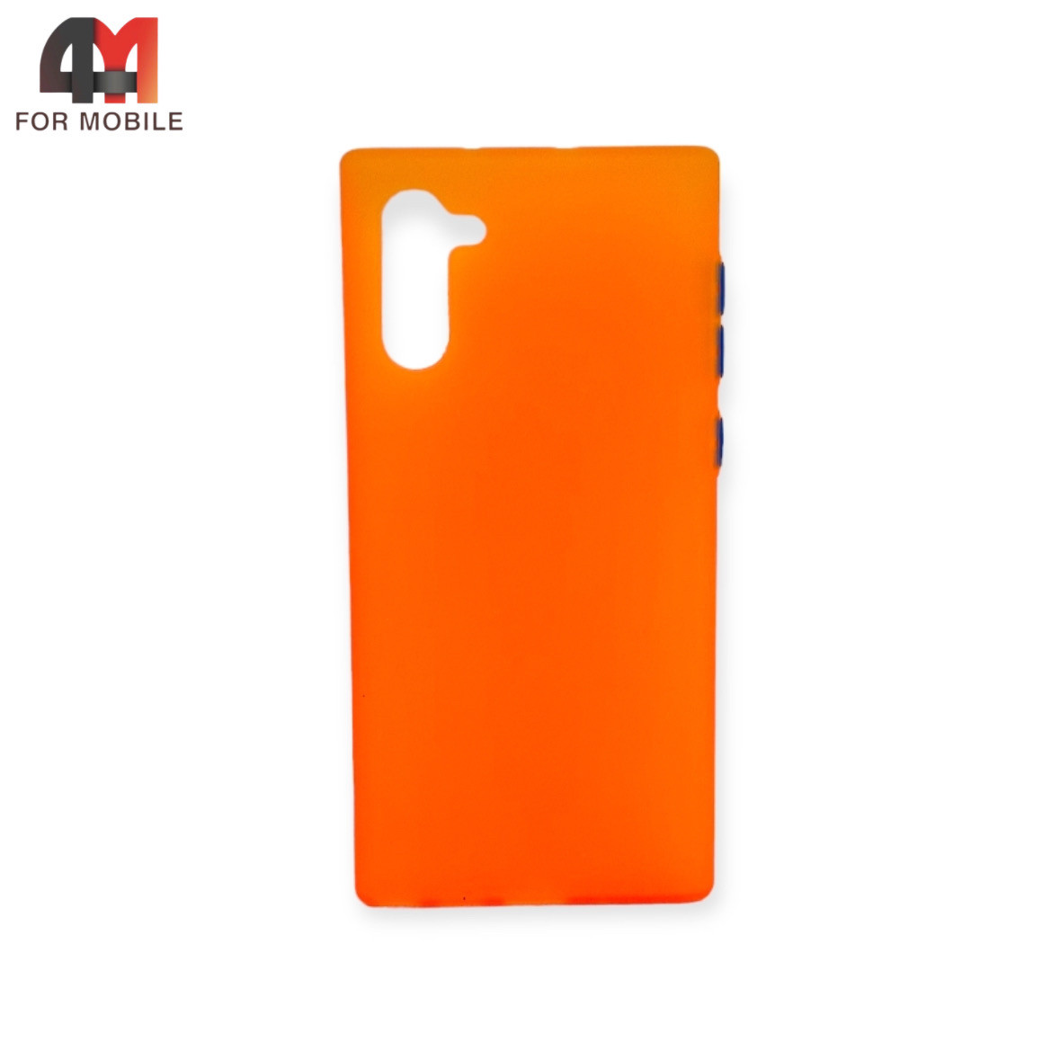 Чехол Samsung Note 10 Plus/Note 10 Pro силиконовый, матовый с цветными кнопками, оранжевого цвета - фото 1 - id-p226619452