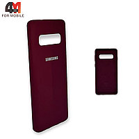 Чехол Samsung S10 Plus силиконовый, Silicone Case, цвет марсала