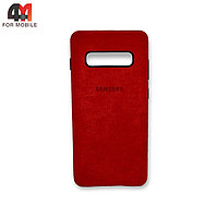 Чехол Samsung S10e/S10 Lite пластиковый, Alcantara, красного цвета