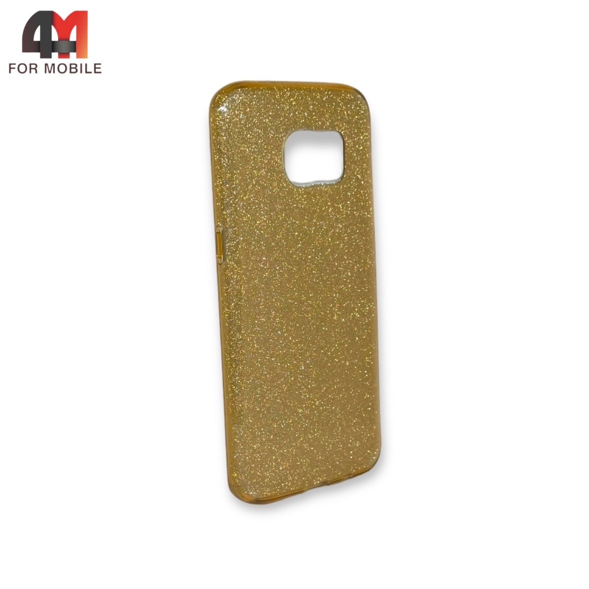 Чехол для Samsung S7 Edge силиконовый с блестками, золотого цвета - фото 1 - id-p226624968