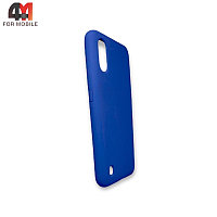 Чехол Samsung A01/M01 силиконовый, матовый, синего цвета