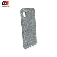 Чехол Samsung A10/М10 силиконовый с блестками, серебристого цвета