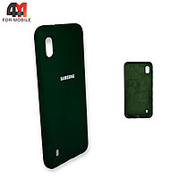 Чехол для телефона Samsung A10/A10S/М10 силиконовый, Silicone Case, темно-зеленого цвета