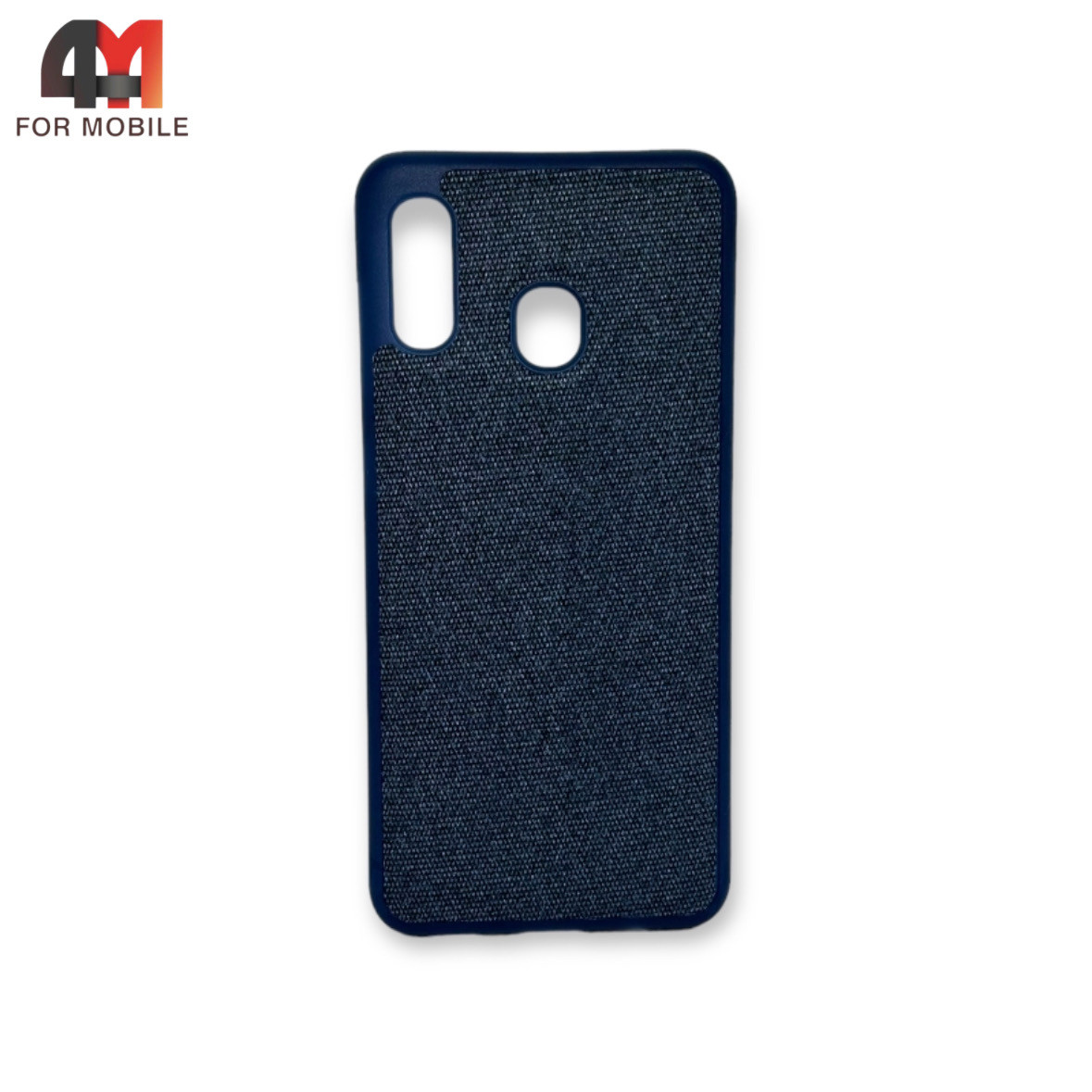 Чехол для Samsung A20/A30 силиконовый, тканевый, синего цвета - фото 1 - id-p226621303