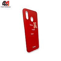 Чехол для Samsung A20/A30 силиконовый, мишка, красного цвета