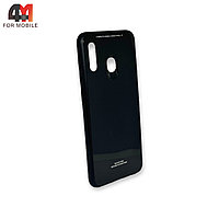 Чехол для Samsung A20/A30 пластиковый, стеклянный, черного цвета