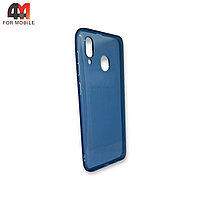 Чехол для Samsung A20/A30 силиконовый, глянцевый, прозрачный синего цвета