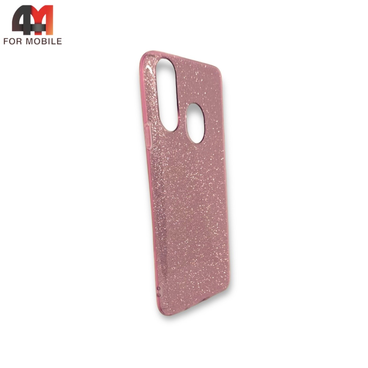 Чехол для Samsung A20s силиконовый с блестками, розового цвета - фото 1 - id-p226623328