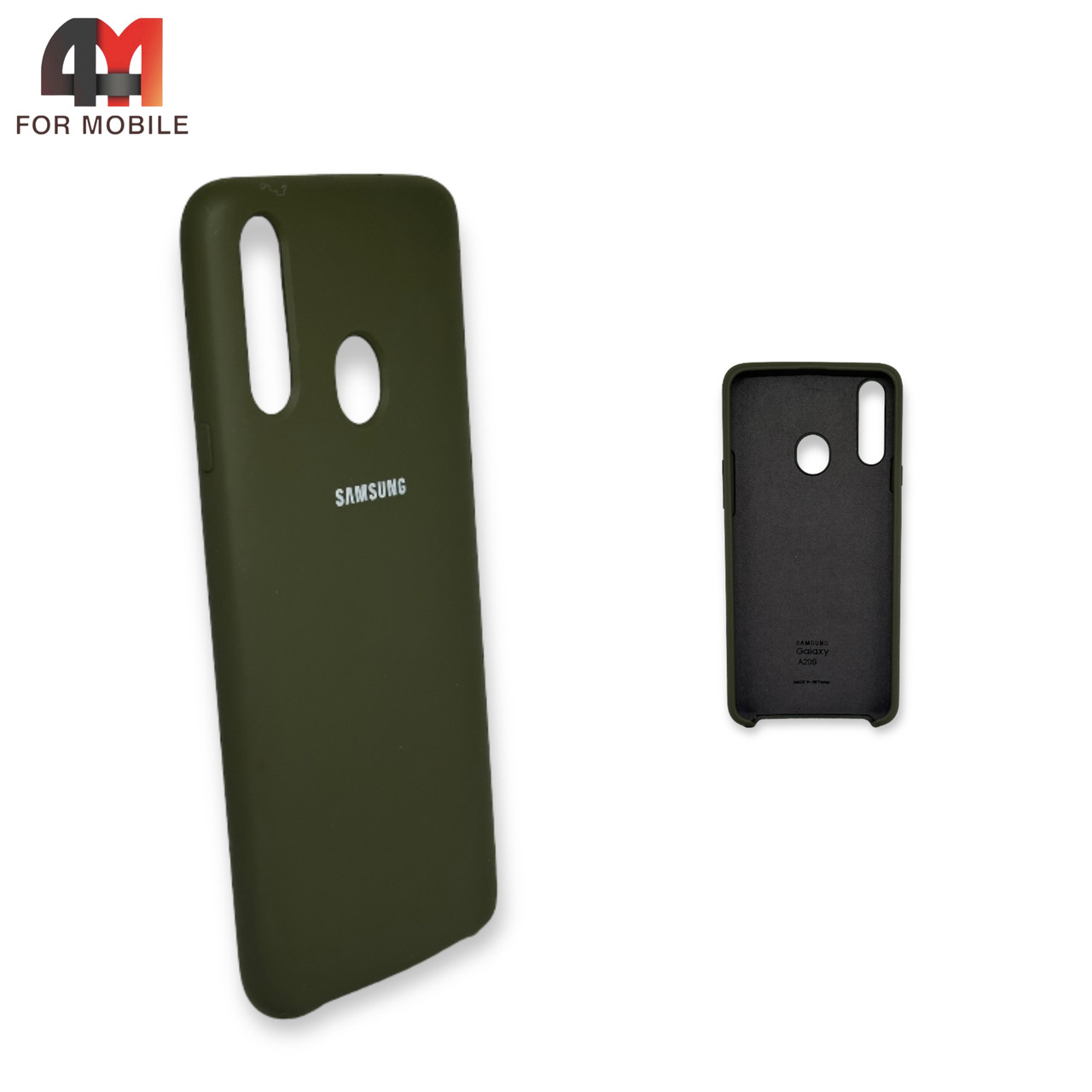 Чехол для Samsung A20s силиконовый, Silicone Case, темно-зеленого цвета - фото 1 - id-p226619244