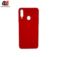 Чехол для Samsung A20s силиконовый, матовый, красного цвета, Case