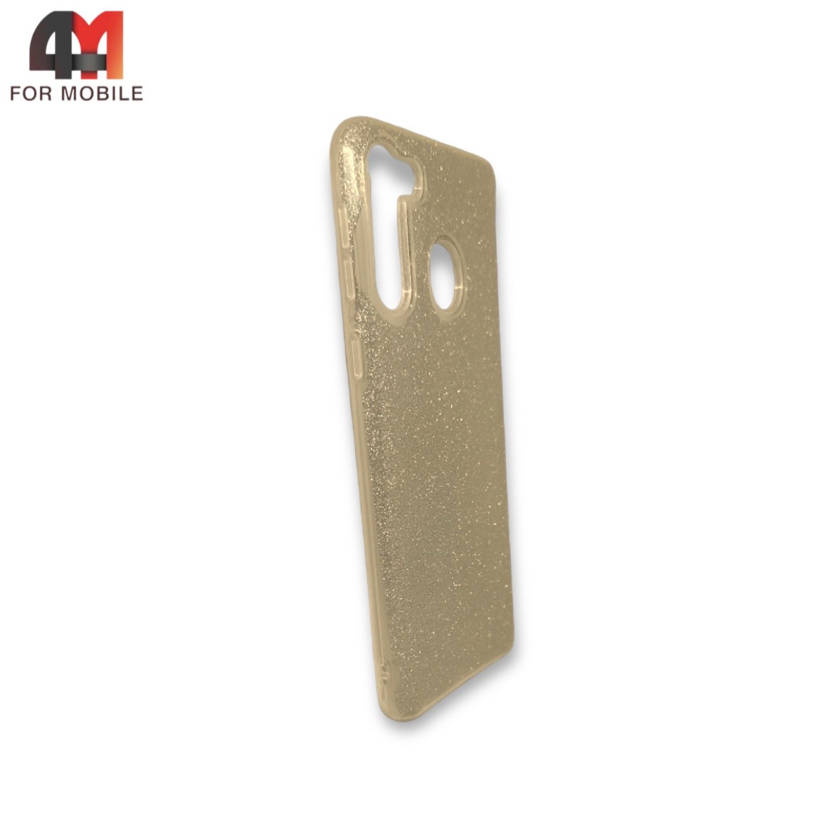 Чехол для Samsung A21 силиконовый с блестками, золотого цвета - фото 1 - id-p226625249