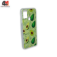 Чехол для Samsung A21s силиконовый с рисунком, авокадо, зеленого цвета