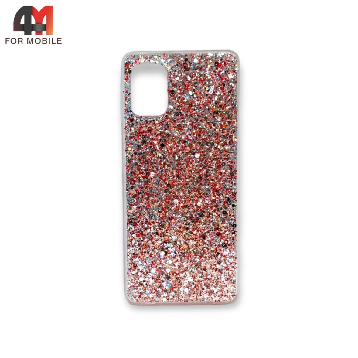 Чехол для телефона Samsung A31 силиконовый, глиттер, красного цвета - фото 1 - id-p226617815