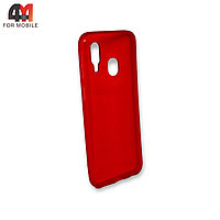 Чехол для телефона Samsung A40 силиконовый, глянцевый, прозрачный красного цвета
