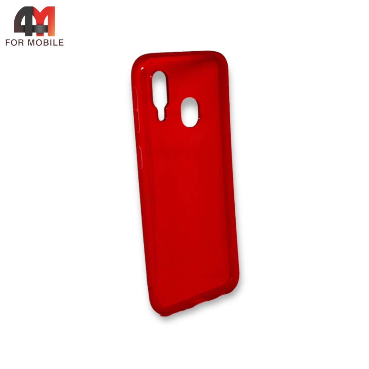 Чехол для телефона Samsung A40 силиконовый, глянцевый, прозрачный красного цвета - фото 1 - id-p226618450
