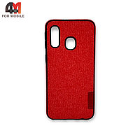 Чехол Samsung A40 силиконовый, тканевый, красного цвета, Experts
