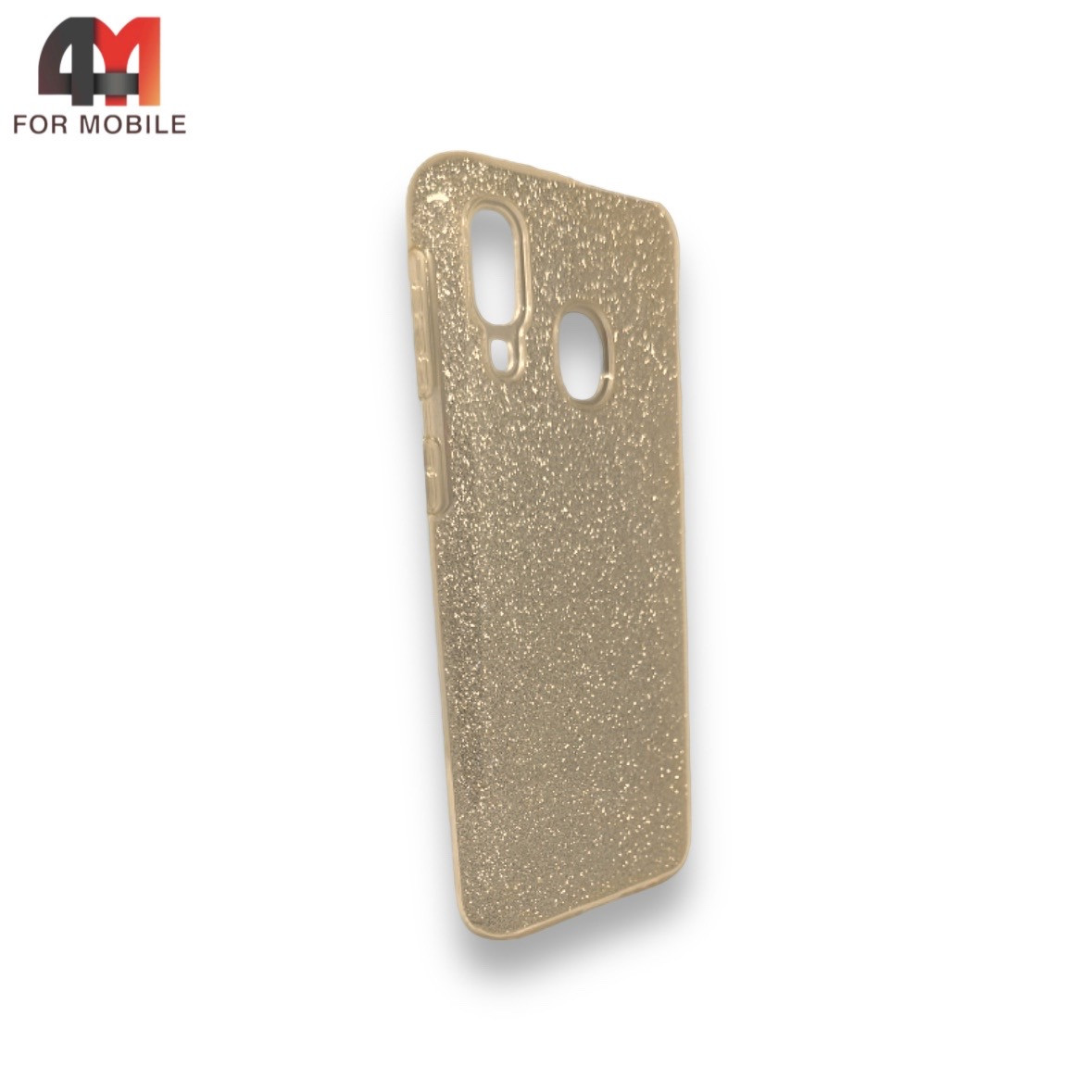 Чехол Samsung A40 силиконовый с блестками, золотого цвета - фото 1 - id-p226625380