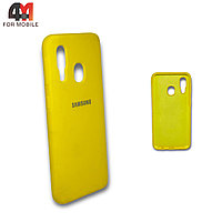 Чехол для телефона Samsung A40 силиконовый, Silicone Case, желтого цвета