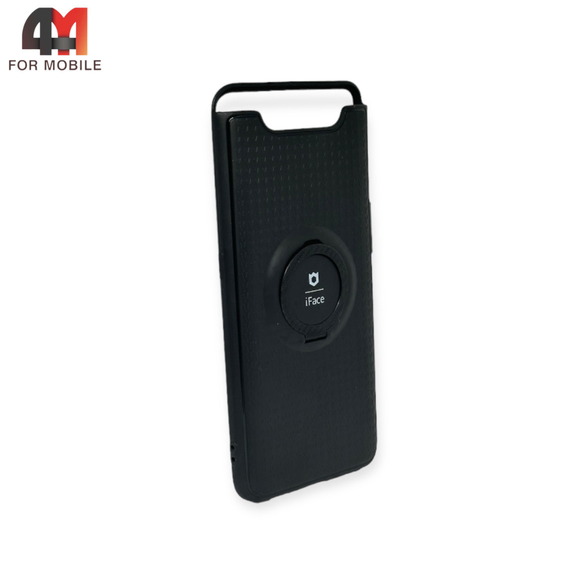 Чехол для Samsung A80/A90 силиконовый с кольцом, черного цвета, iFace - фото 1 - id-p226622410