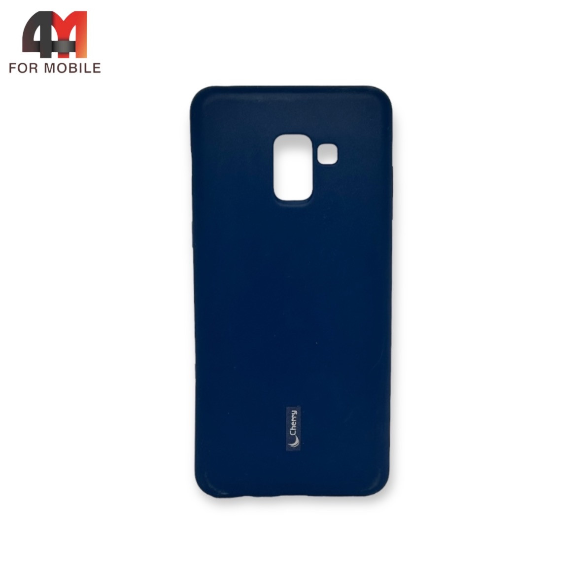 Чехол для Samsung A8 Plus 2018/A730 силиконовый, матовый, синего цвета, Cherry - фото 1 - id-p226619318